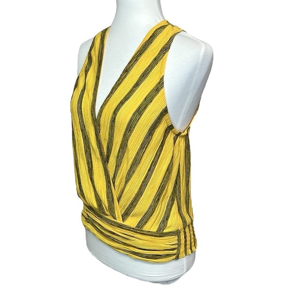 Ramy Brook Surplice Wrap Sleeveless Top Yellow - Picture 3 of 7